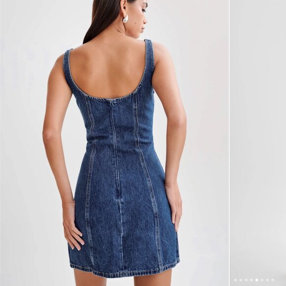 Meshki Rue Denim Mini Dress in Blue - Picture 3 of 5